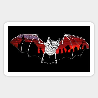 Halloween Bat with Sunset Graveyard Magnet